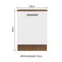 Ver imagem 3 de Balcão Armário de Cozinha 60 cm 1 Porta Rustic/Branco Agata Madesa