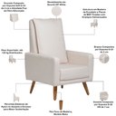 Ver imagem 3 de Poltrona de Amamentação Fixa Pés Manu Noah D02 Bouclê Off White B-114 - Lyam Decor