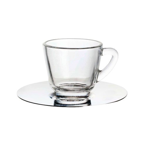 Jogo de 8 Peças para Café em Vidro e Aço Inox 70ml Fracalanza