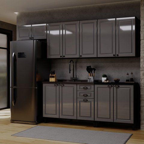 Cozinha Americana Modulada 5 Peças Balcão sem Tampo Paris