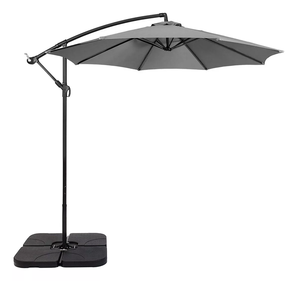 Ombrelone Articulado Guarda Sol de Praia Jardim Lateral 3 Metros Grafite Base 60l Rm Decor