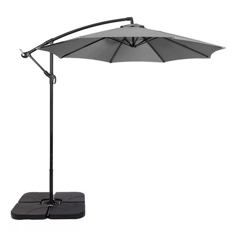 Ombrelone Articulado Guarda Sol de Praia Jardim Lateral 3 Metros Grafite Base 60l Rm Decor