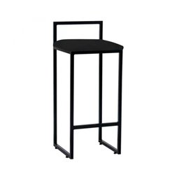 Kit 2 Banquetas Altas Industriais em Aço Dori Preto Assento Suede Preto - 3