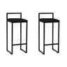 Kit 2 Banquetas Altas Industriais em Aço Dori Preto Assento Suede Preto - 1