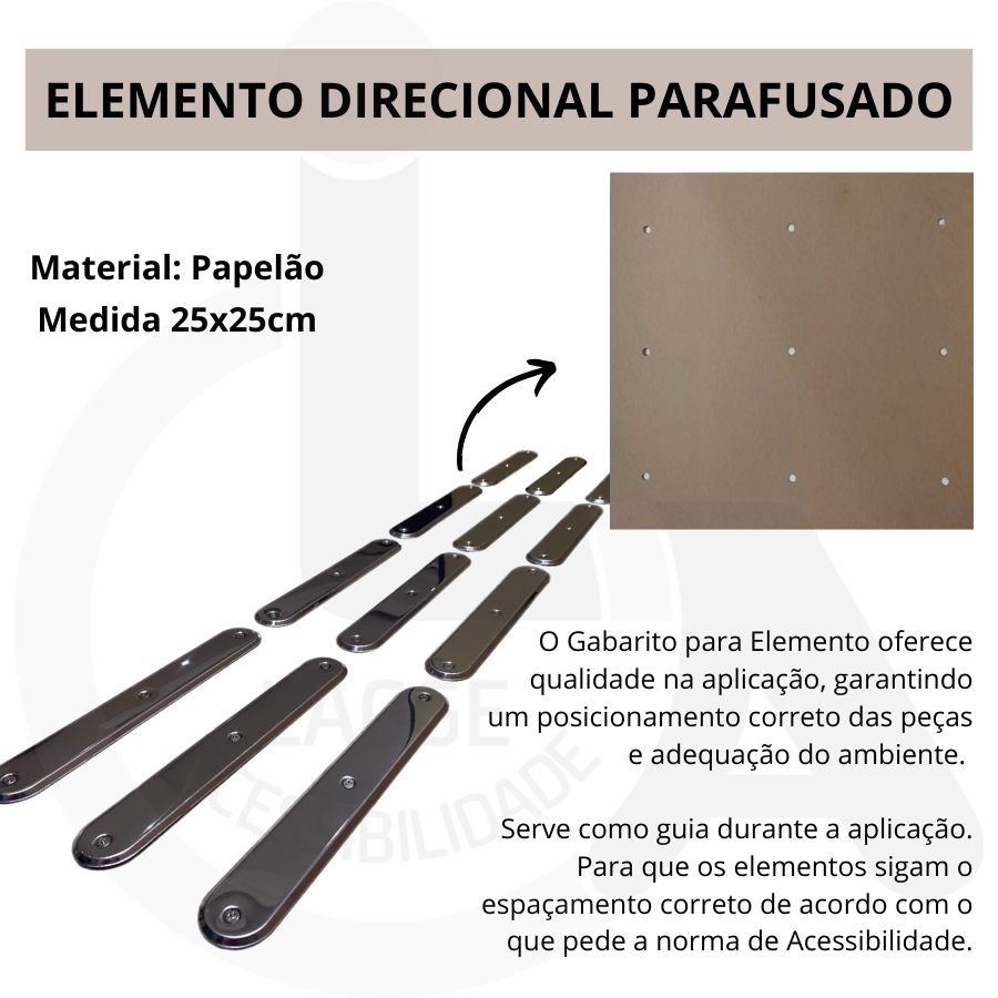 Elemento Tátil Direcional Inox Parafusado Frisado - 3