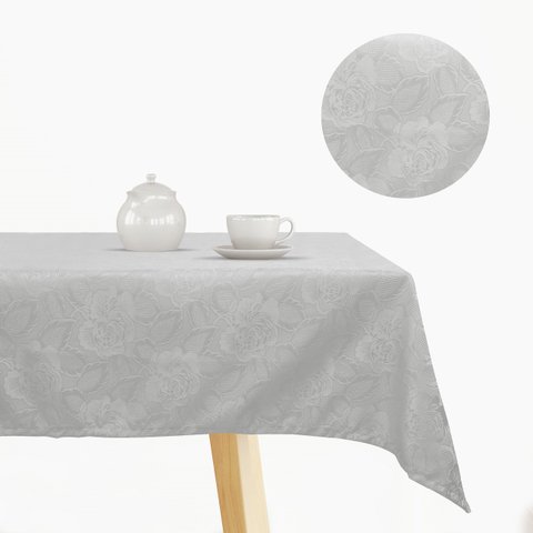 Toalha de Mesa 6 Lugares Jacquard 200x135 Admirare - Silver