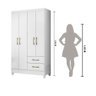 Kit Guarda Roupa Solteiro Chile e Cômoda MS - Branco - 5