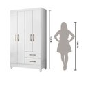 Ver imagem 5 de Kit Guarda Roupa Solteiro Chile e Cômoda MS - Branco