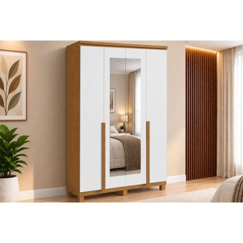 Guarda Roupa 4 Portas 2ESP 2g Pé Alonzo Lopas Amêndoa