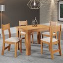 Ver imagem 2 de Conjunto Sala de Jantar 4 Lugares Retangular Tampo de MDP Trend Cobre/Linho Bronze - Casa Giulia