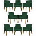 Ver imagem 1 de Kit 8 Poltronas Decorativas para Sala Mari Suede Cores Pé Palito Castanho