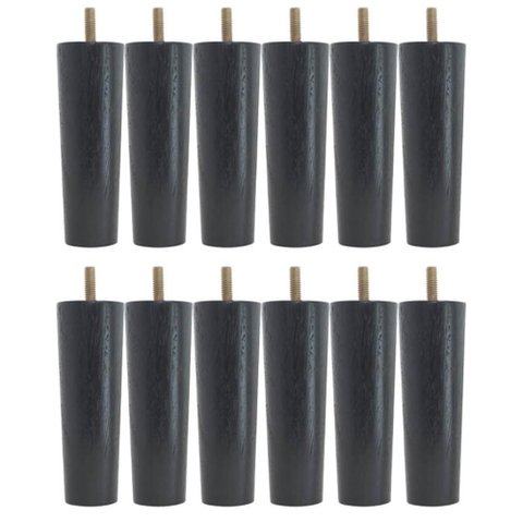Kit 12 Pés para Cama Box Baú Solteiro Casal Pé para Moveis 13cm Preto