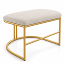 Ver imagem 1 de Kit 2 Puf Poltrona Lua Premium Base Metal Dourada Boucle Bege