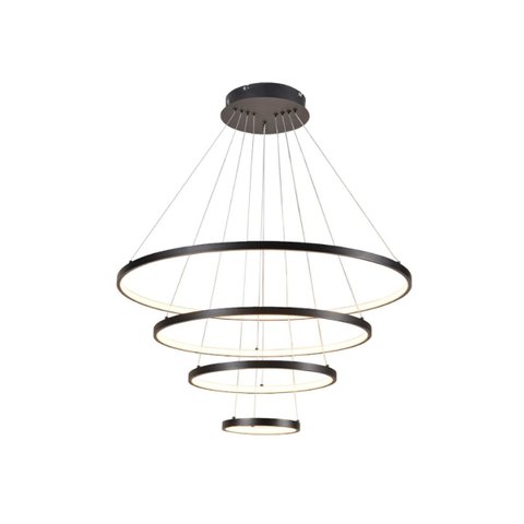 Lustre Pendente 4 Aros 20x40x60x80cm 125W 3000K Sindora:Preto