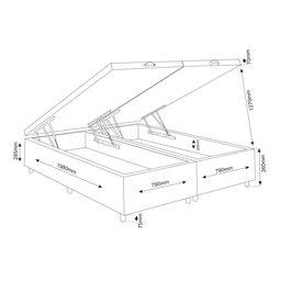 Base Box Bau Queen Size Ravena (43x158x198cm) Turkey Creme - Casa Giulia - 3