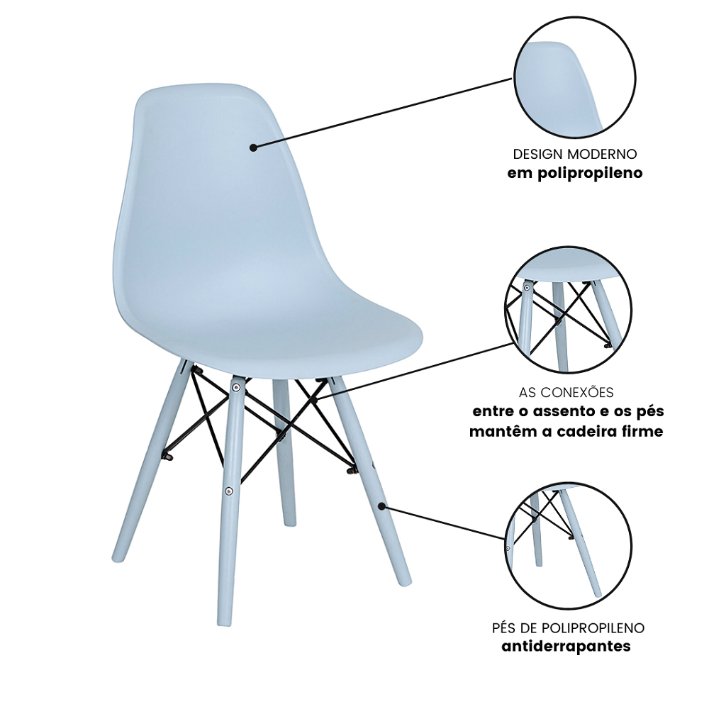 Cadeira de Jantar Eames Eiffel Azul Claro Color - 4