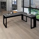 Ver imagem 1 de Mesa L Escritório Industrial 1,70m X 0,70m Pés Metal F5 Cor:cinza Sagrado com Preto