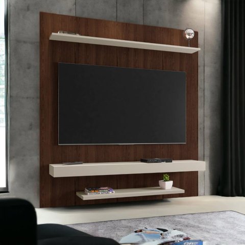 Painel para Tvs 60" Leme Nogal e Off White Bechara