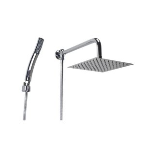 Ducha Inox 20 Cm C/ Desviador e Chuveirinho de Mão C/ Trava