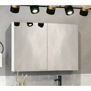 Armario Espelheira 2 Portas MDF Para Banheiro - Suspenso Cor: Branco