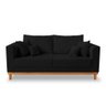 Kit Sofá 3 Lugares e 2 Poltronas Beny Viena com Almofadas Decorativa Suede Preto - Madeira Prima Dec - 4