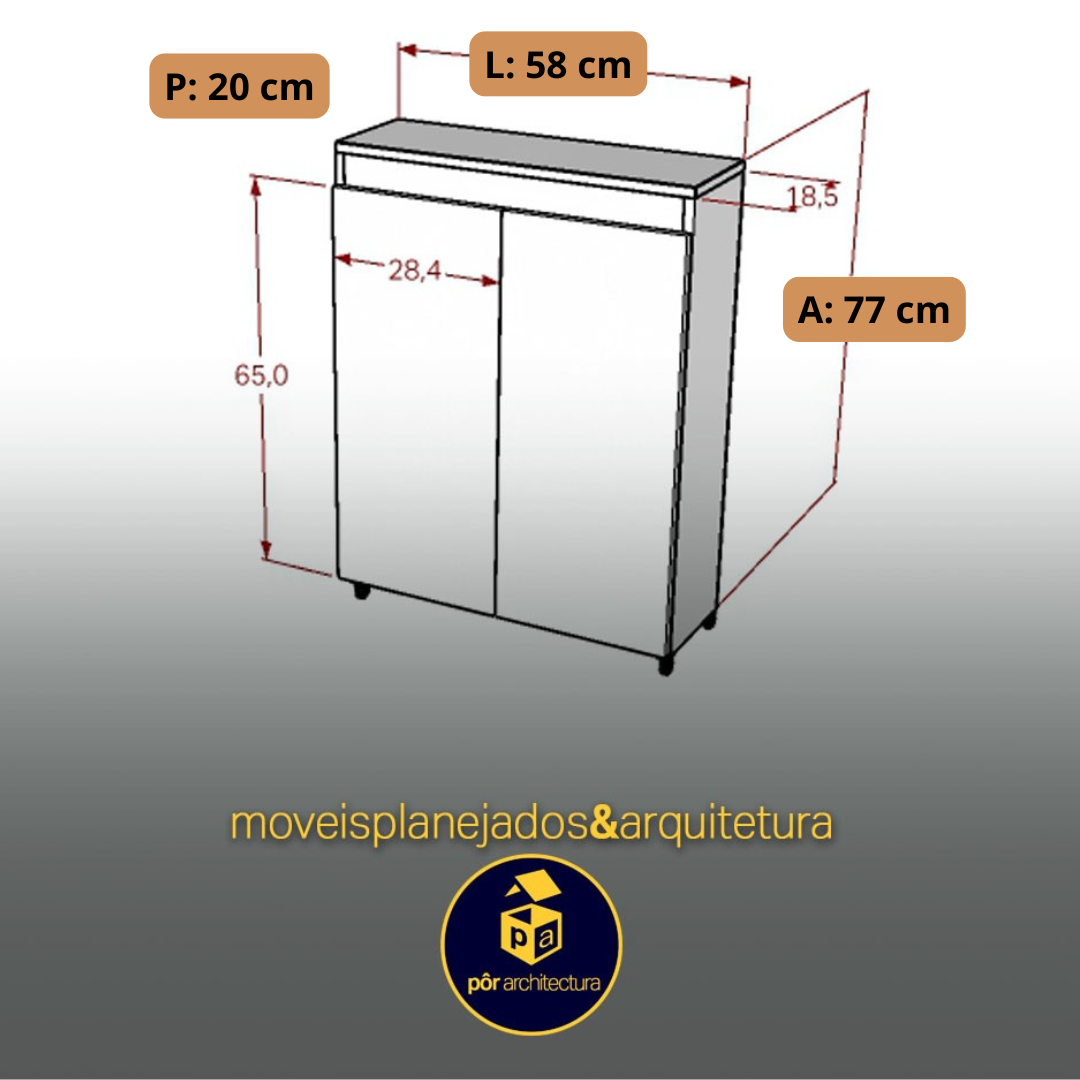 Despensa de Cozinha Compacta, Armário em Mdf de 15 Mm com Rodinhas Amadeirado - 2