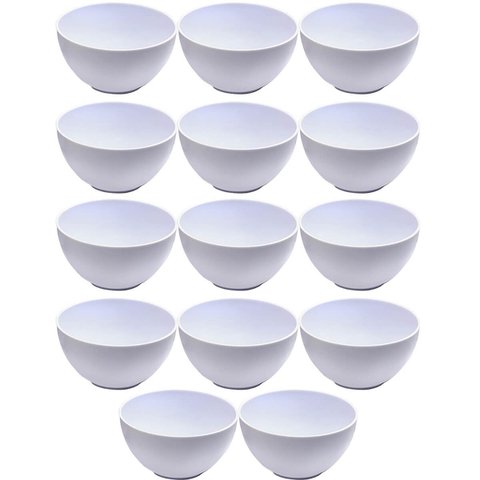 Kit 14 Cumbucas para Restaurante 356ml Brancas Tigelas de Plástico Lancherias Bares Cinquetti