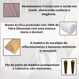 Cabeceira Solteiro Estofada 90cm Slim Veludo com Frames:rosa - 5