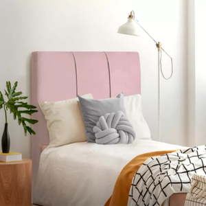 Cabeceira Solteiro Estofada 90cm Slim Veludo com Frames:rosa