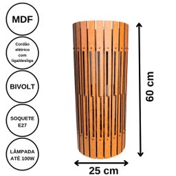 Luminária de Chão MDF TORRE DE PISA:MDF CRU/60x25cm - 4