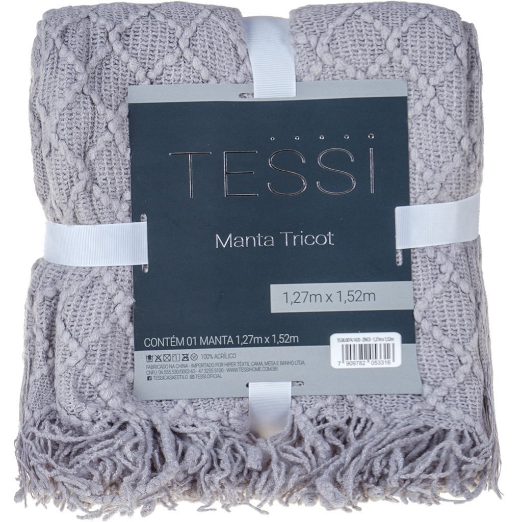 Manta Tricot Style Decorativa 127x152 Toque Super Macio Zinco - 5