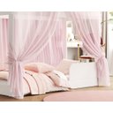 Ver imagem 4 de Cama Infantil Montessori Crystal Quarto Voal Rosa Criança Casa Grade Proteção com Colchão Cor Branco