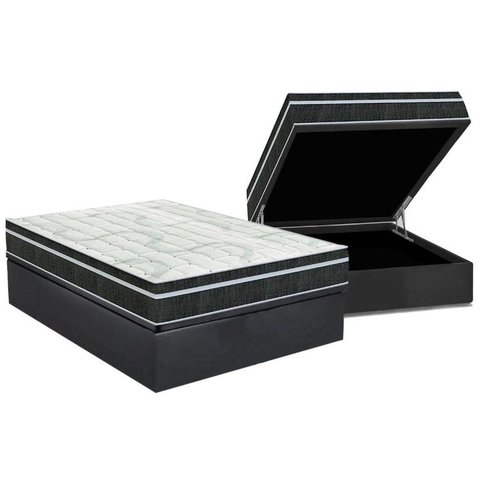 Cama Box Baú Casal: Colchão Molas Bonnel Orthoflex Venezia + Base CRC Suede Gray(138x188)