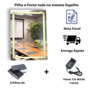 Ver mais imagens de Espelho Jateado Retangular 80x60 com Led 3 Tons – Botão Touch e Intensidade Ajustável