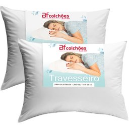 Kit 2 Travesseiros Antialérgico de Fibra Macio Lavável 45X65 BF Colchões - 1