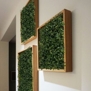 3 Jardins Verticais Artificiais Buxinho 25x25cm Painel Decorativo para Parede Verde