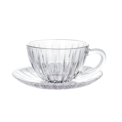 Jogo de Xícaras para Chá e Café em Cristal 210ml com Pires Conjunto 12 Peças