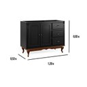 Ver imagem 5 de Balcão para Pia 2 Pta 3 Gav Hanover com Pés Luis Xv 93x120x53cm (a X L X P) - Preto-Imbuia