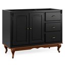 Ver imagem 1 de Balcão para Pia 2 Pta 3 Gav Hanover com Pés Luis Xv 93x120x53cm (a X L X P) - Preto-Imbuia