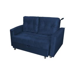 Sofá Cama Casal Reclinável Drika - Veludo Azul Marinho - 1