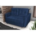 Ver imagem 3 de Sofá Cama Casal Reclinável Drika - Veludo Azul Marinho