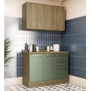Ver imagem 1 de Armário de Cozinha Modulada Completa Reta 3 Peças 1,20m Botanic Kappesberg - Nogueira/verde Oliva
