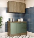 Ver imagem 1 de Armário de Cozinha Modulada Completa Reta 3 Peças 1,20m Botanic Kappesberg - Nogueira/verde Oliva