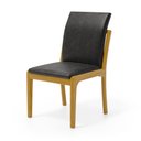 Ver imagem 1 de Cadeira Livia Madeira Maciça Estofada para Mesa de Jantar Courino Preto 503