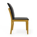 Ver imagem 7 de Cadeira Livia Madeira Maciça Estofada para Mesa de Jantar Courino Preto 503