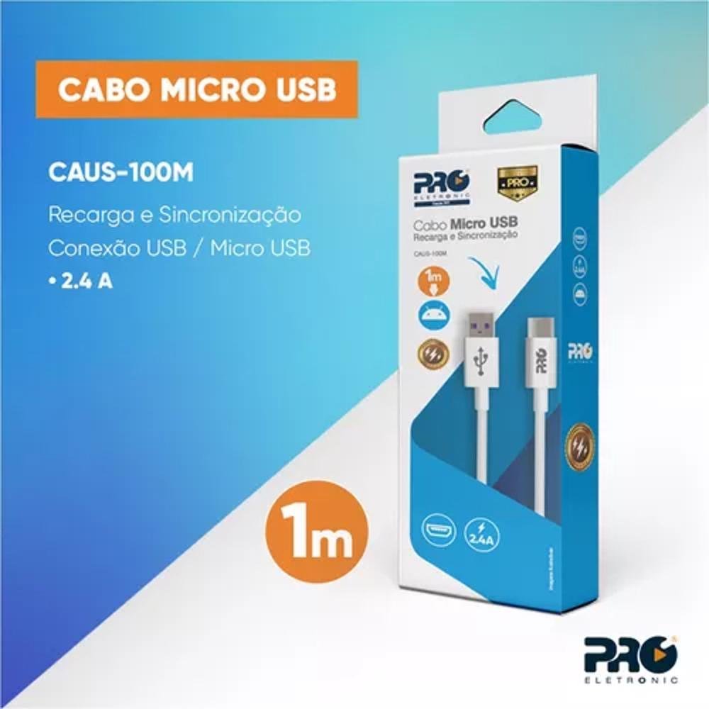 Cabo Micro Usb Android 2.4a Usb-micro 1m Pro Eletronic - 2