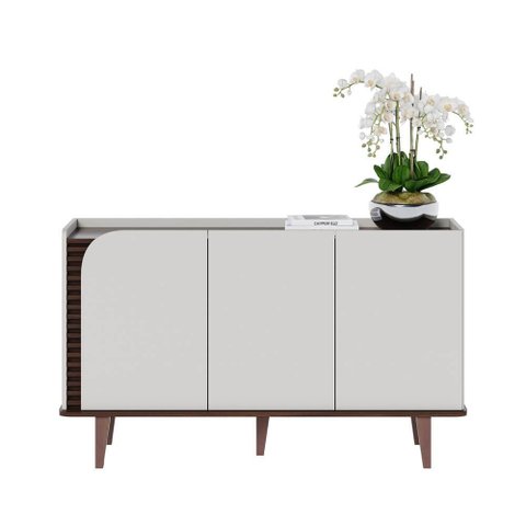 Balcão Buffet Jurere com 03 Portas Nogueira Real Off White Matte Colibri