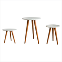 Ver imagem 1 de Kit 3 Mesas Lateral Redonda Moderna com Pé Palito Tripé Pequena Retrô Jogo de Apoio Canto para Sofá