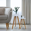 Ver imagem 3 de Kit 3 Mesas Lateral Redonda Moderna com Pé Palito Tripé Pequena Retrô Jogo de Apoio Canto para Sofá