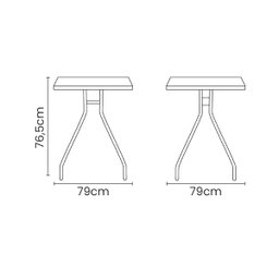 Mesa Quadrada Tramontina Zeta 79 Cm em Polipropileno Grafite Pernas em Aço Carbono - 2